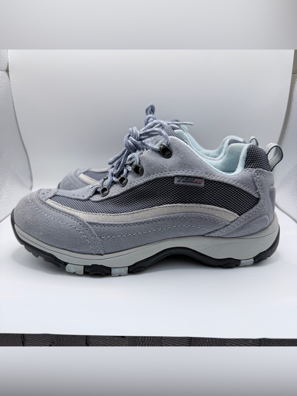 Women's Light Gray Suede Walking Sneakers - Comfort Lace-Up